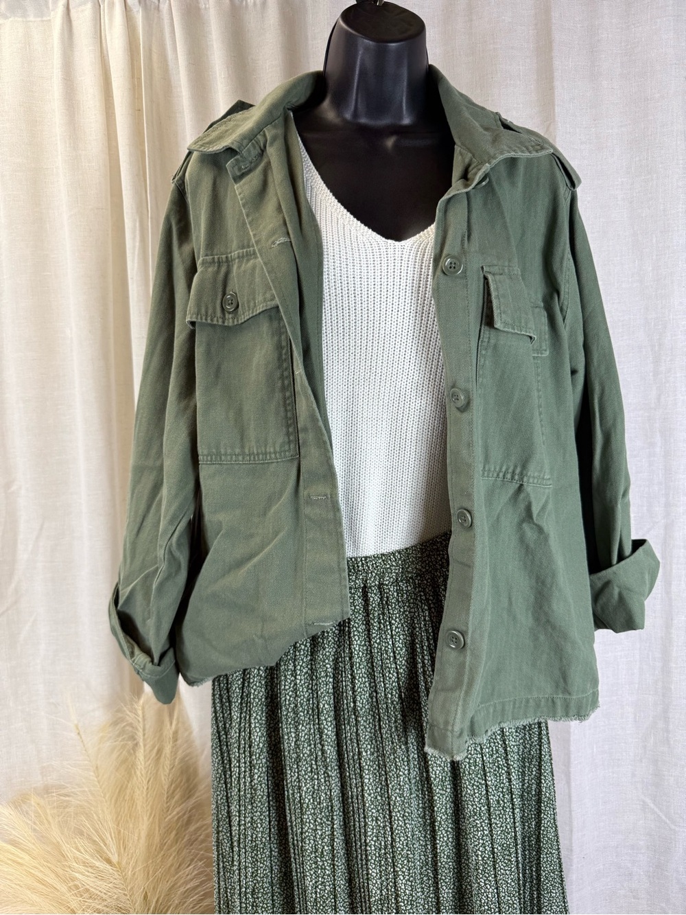 Universal Thread Olive Green Utility Jacket with Button Front